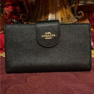 Coach Black Leather Women's Wallet Wristlet